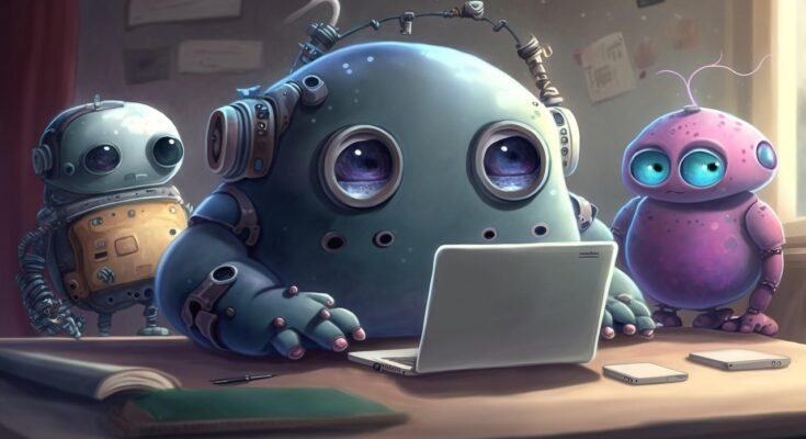 A futuristic AI-powered laptop with intelligent features on a modern desk – 2025